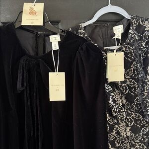 H&M X The Vampires Wife Black Velvet Dress & Black Silver Lace Dress